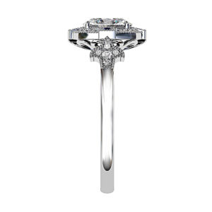 Sapphire and Diamond Halo with Fleur de Lis Detailing white 4