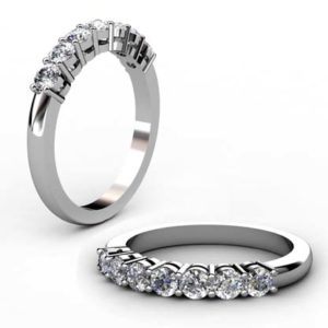 Seven Claw Set Diamond Wedding Band 1