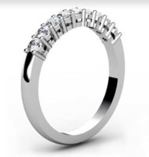 Shared Claw Double Gallery Round Brilliant Cut Diamond Wedding Ring 4