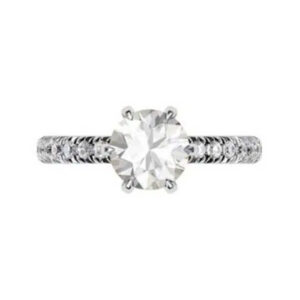 Six Prong Round Brilliant Cut Diamond Engagement Ring w