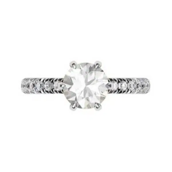 Six Prong Round Brilliant Cut Diamond Engagement Ring w