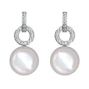 South Sea Pearl Earrings with Diamond Circle