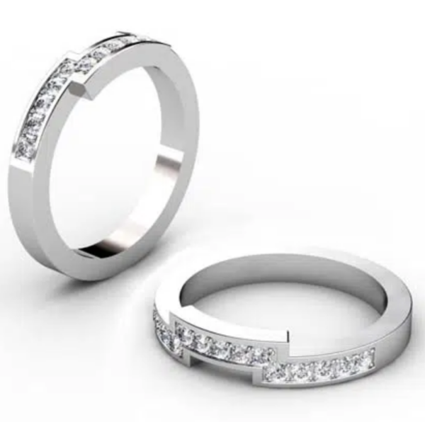 Square Fitted Pave Set Wedding Ring