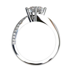 Twisted Band Round Diamond Ring with Angled Diamonds 3