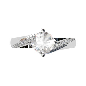 Twisted Band Round Diamond Ring with Angled Diamonds