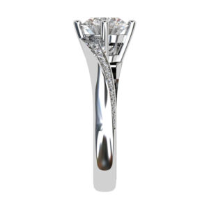 Twisted Band Round Diamond Ring with Angled Diamonds 4