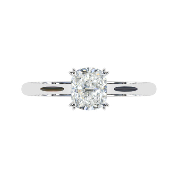 Two Carat Cushion Cut Solitaire Diamond Milgrain Beaded Engagement Ring white copy