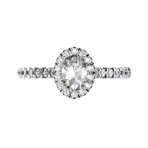 Two Carat Oval Diamond Halo Engagement Ring white