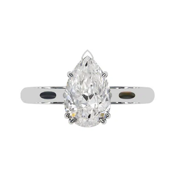 Two Carat Pear Shape Diamond Solitaire Engagement Ring white copy