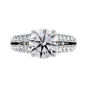 Two Carat Round Brilliant Cut Diamond Engagement Ring with Diamond Split Shank 5