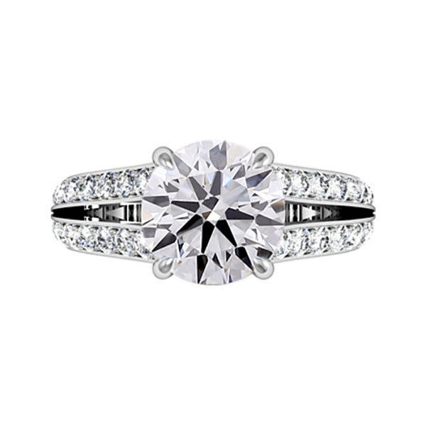 Two Carat Round Brilliant Cut Diamond Engagement Ring with Diamond Split Shank 5