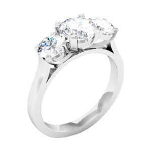 Two Carat Round Brilliant Cut Diamond Three Stone Ring white 3