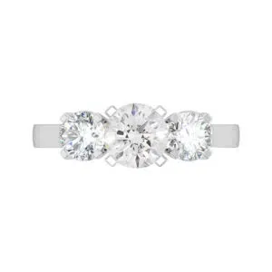 Two Carat Round Brilliant Cut Diamond Three Stone Ring white copy