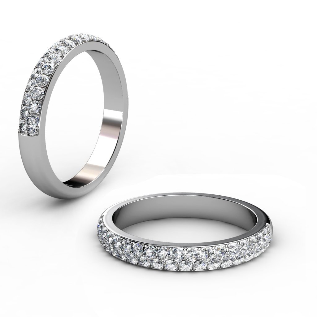 TwoRow Cobblestone Micro Pave Diamond Half Eternity Band