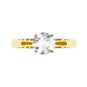 Two Tone Round Solitaire Diamond Ring y