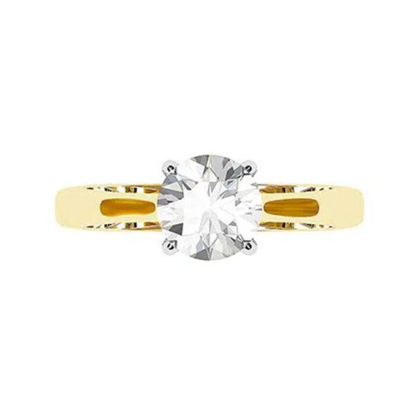 Two Tone Round Solitaire Diamond Ring y