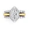 Unique Marquise Diamond Halo Mixed Metal Engagement Ring