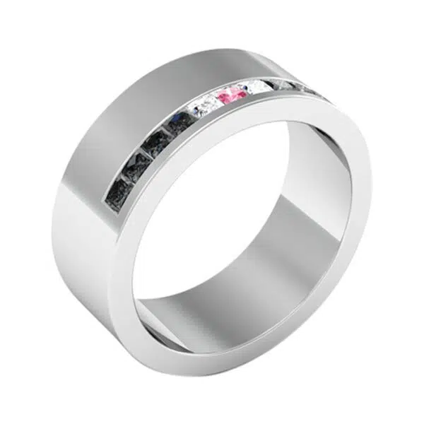 Unique Pink, Black and White Diamond Wedding Band4