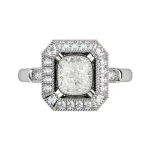 Vintage Style Radiant Cut Diamond Halo Engagement Ring white 1 copy