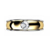 Yellow Gold Round Solitaire Diamond Band with White Gold Side Rails yw1