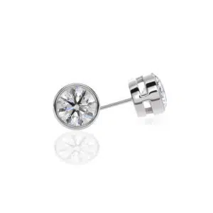 diamond bezel set stud earrings front side