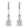 double claw double drop round diamond earrings