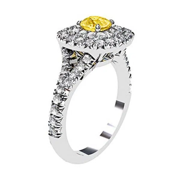 double halo yellow diamond ring 3