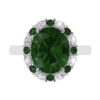 emerald and diamond cluster halo ring