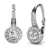 halo bezel set drop earrings