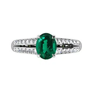 oval emerald split diamond band