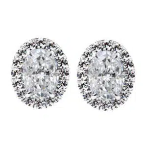 oval halo stud earrings