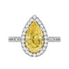 pear shaped yellow diamond halo ring