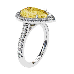 pear shaped yellow diamond halo ring 2