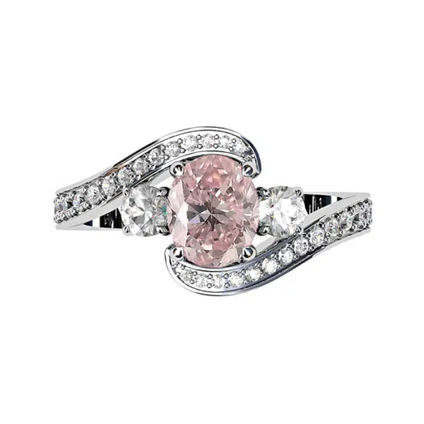 pink diamond three stone ring