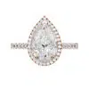 rose gold pear shaped halo engagement ring copy