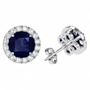 sapphire diamond halo eaarings petal back 1 1