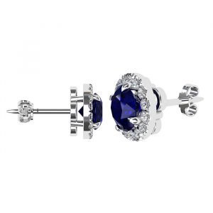 sapphire diamond halo eaarings petal back