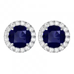 sapphire diamond halo eaarings petal back