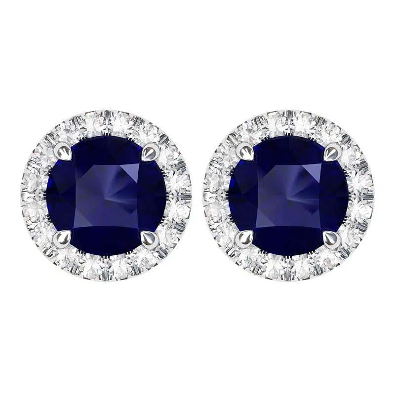 sapphire diamond halo eaarings petal back