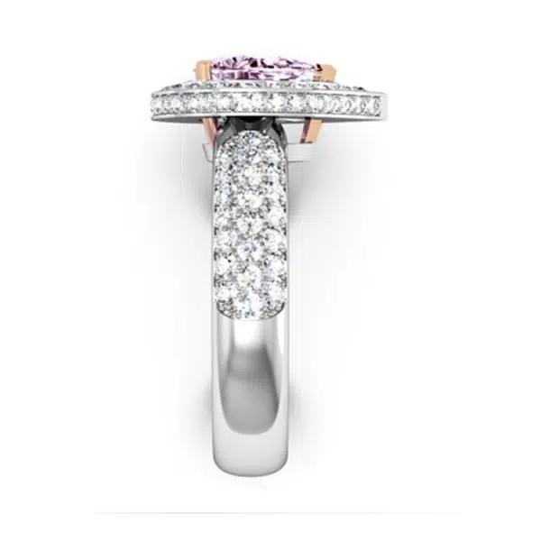 1Ct Pear Shaped Pink Diamond Cobblestone Engagement Ring 5