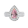 1Ct Pear Shaped Pink Diamond Cobblestone Engagement Ring whitenew