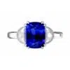 Blue Sapphire Engagement Ring with Side Half Moon shaped Diamonds 2