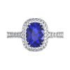 Cushion Cut Blue Sapphire Engagement Ring with Micro Pave Set Halo 2