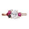 Oval Diamond Engagement Ring with Sapphire Ruby and Black Diamond as Accents 2