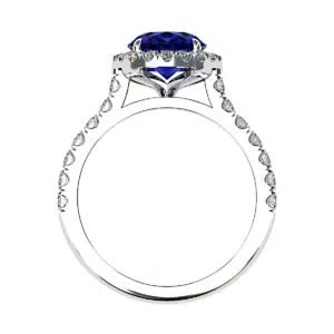 Oval Shaped Blue Sapphire Halo Engagement Ring with Diamond Band 3