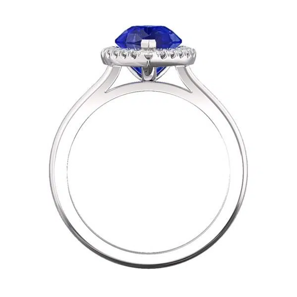 Pear Shaped Blue Sapphire Halo Engagement Ring 3