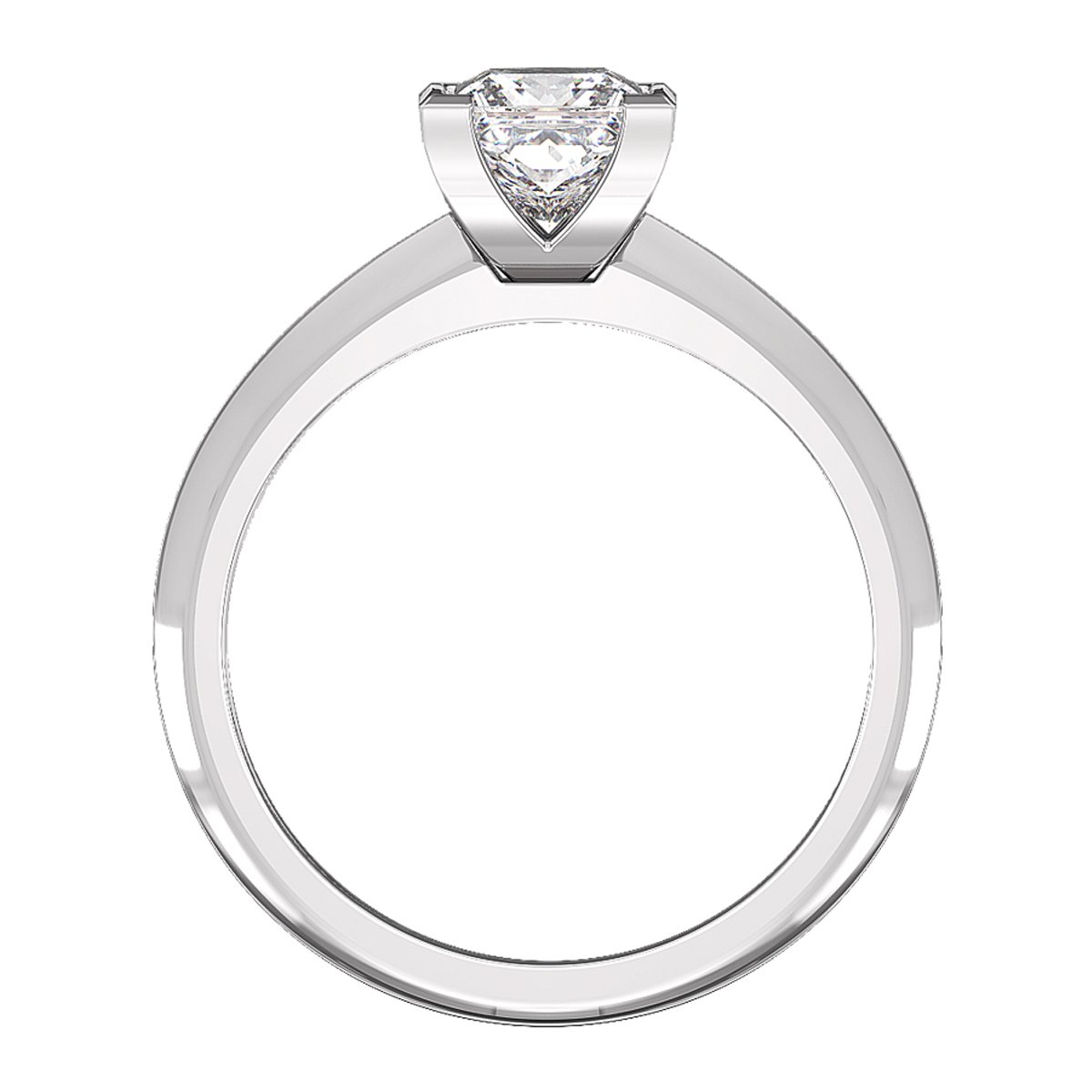 Princess Cut Diamond Engagement Ring Knife Edge Band