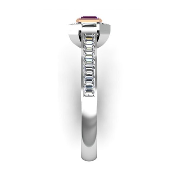 Radiant Pink Diamond Engagement Ring with Baguette and Round Diamond Accents 5