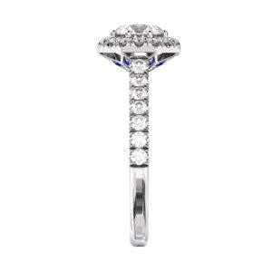 Round Diamond Halo Engagement Ring with Sapphire Detailing white 4