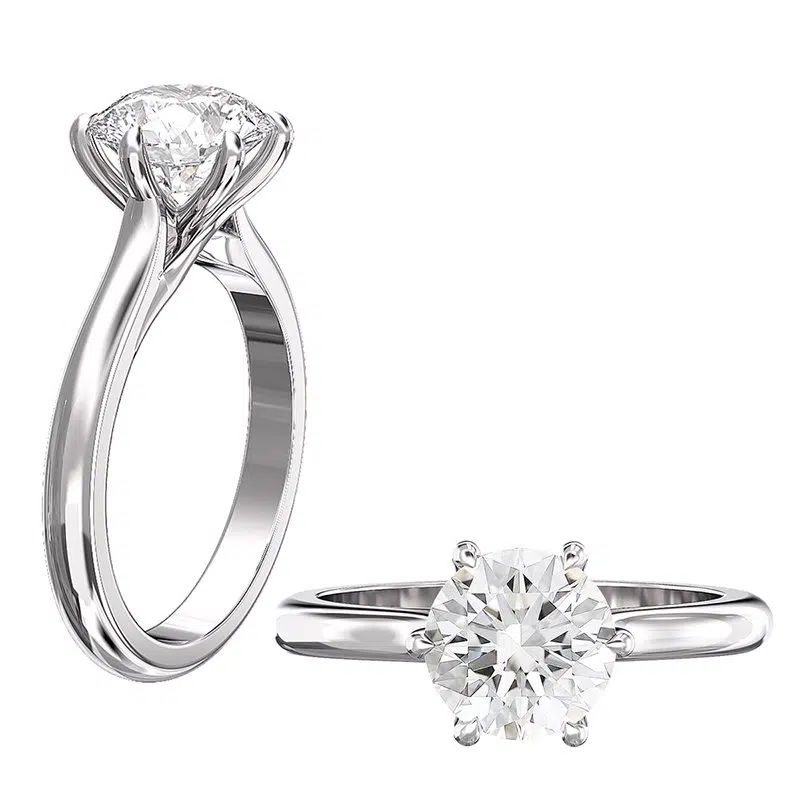 6 claw cross over diamond solitaire ring